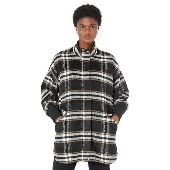 Steve Madden Plaid Times Black Multi Plaid Coat/Shacket Size XL - Picture 1 of 10